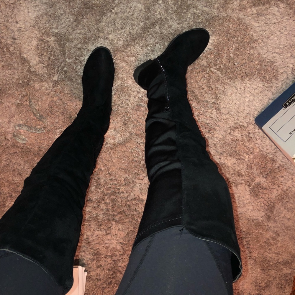Over the knee suede boots
